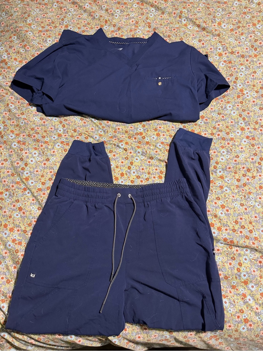 koi Men's Navy Drawstring Jogger Scrub Pants with Matching Top